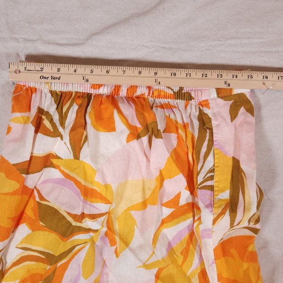C&C California Faux Wrap Skirt Womens Large Floral 100% Linen Pocket Breathable - Picture 3 of 16